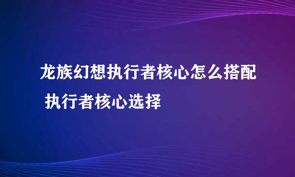龙族幻想执行者核心怎么搭配 执行者核心选择