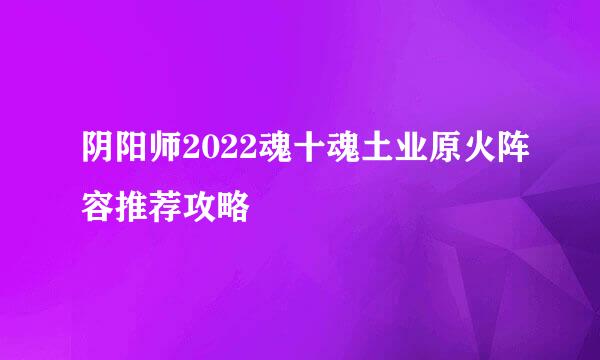 阴阳师2022魂十魂土业原火阵容推荐攻略