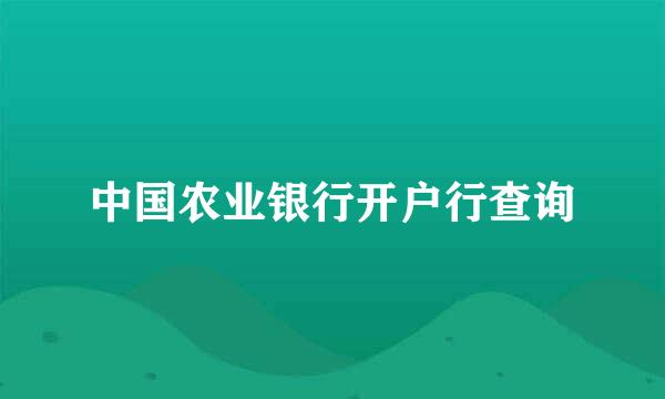 中国农业银行开户行查询