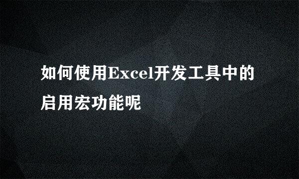 如何使用Excel开发工具中的启用宏功能呢