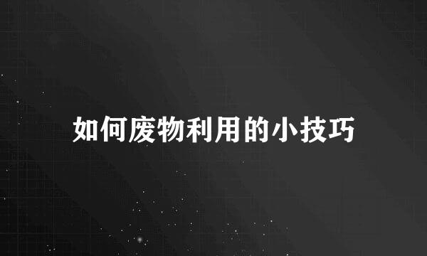 如何废物利用的小技巧