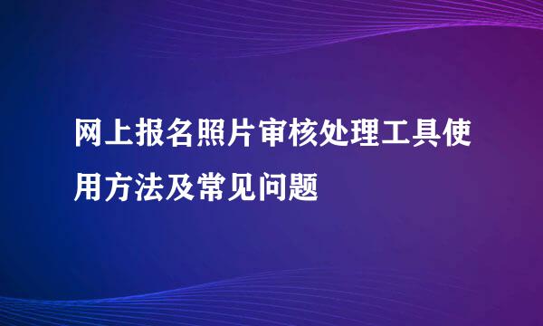 网上报名照片审核处理工具使用方法及常见问题