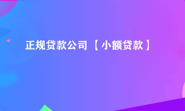 正规贷款公司 【小额贷款】