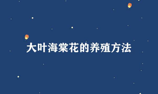 大叶海棠花的养殖方法