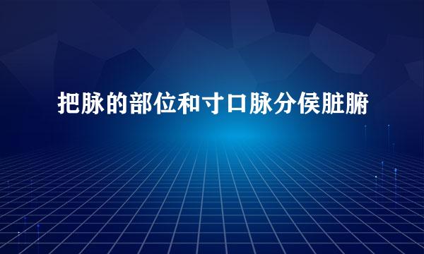 把脉的部位和寸口脉分侯脏腑