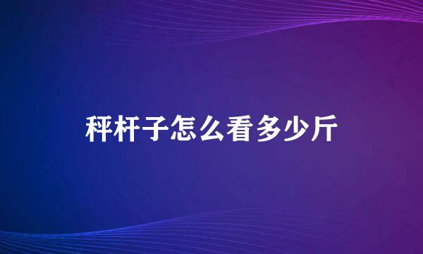 秤杆子怎么看多少斤