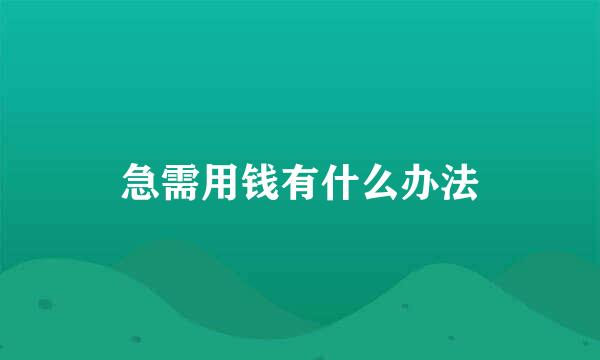 急需用钱有什么办法