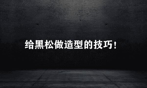 给黑松做造型的技巧！