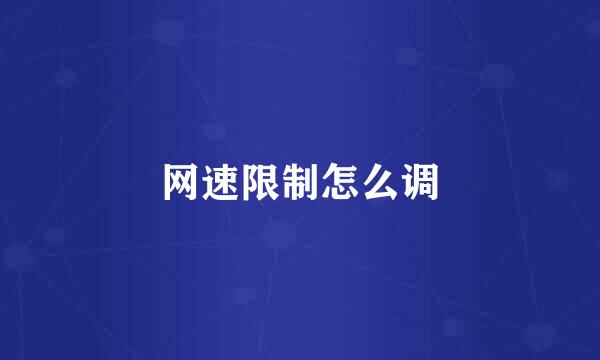 网速限制怎么调