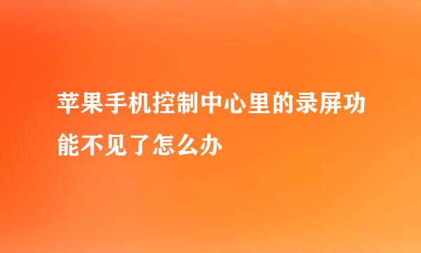 苹果手机控制中心里的录屏功能不见了怎么办