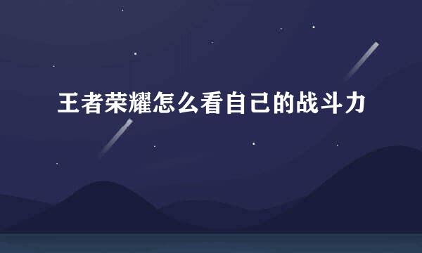 王者荣耀怎么看自己的战斗力