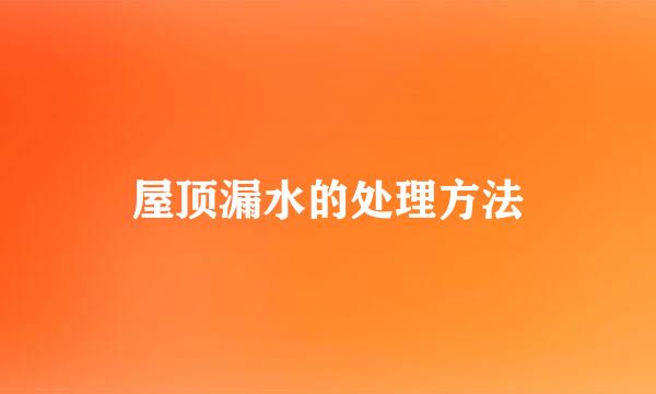 屋顶漏水的处理方法