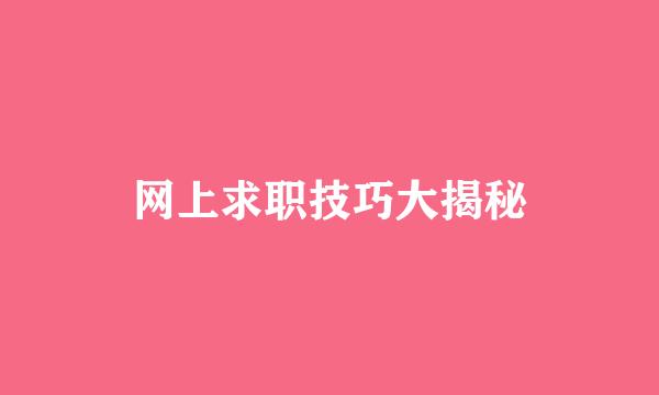 网上求职技巧大揭秘
