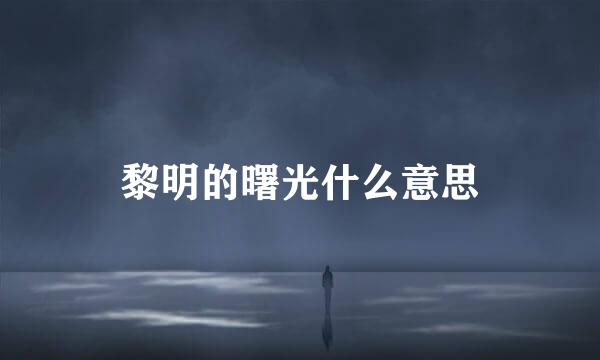 黎明的曙光什么意思