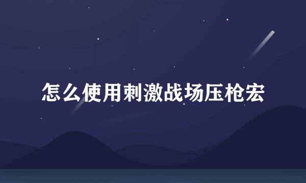 怎么使用刺激战场压枪宏
