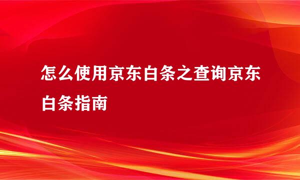 怎么使用京东白条之查询京东白条指南