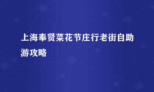 上海奉贤菜花节庄行老街自助游攻略