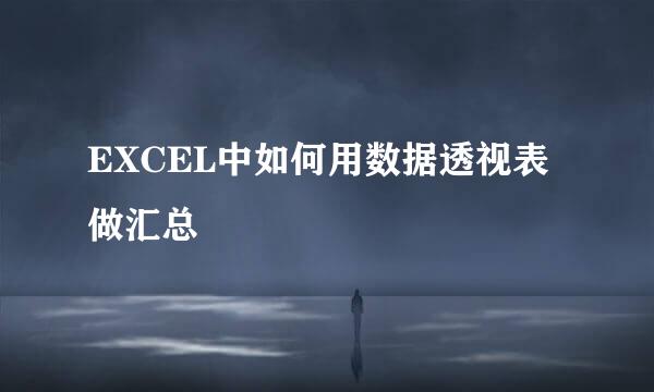 EXCEL中如何用数据透视表做汇总