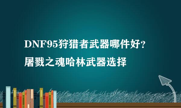 DNF95狩猎者武器哪件好？屠戮之魂哈林武器选择