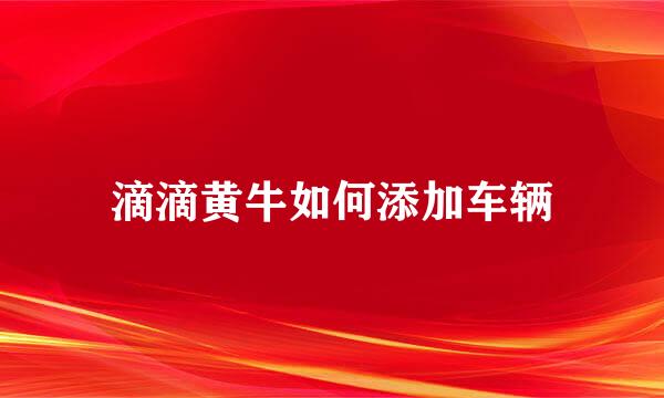 滴滴黄牛如何添加车辆