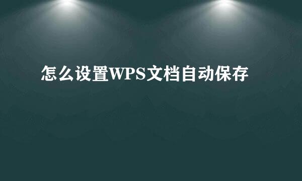 怎么设置WPS文档自动保存