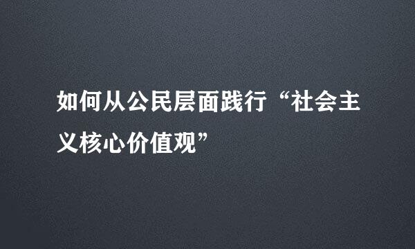 如何从公民层面践行“社会主义核心价值观”