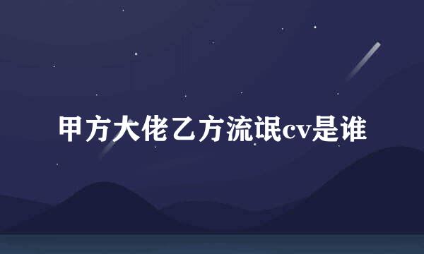 甲方大佬乙方流氓cv是谁