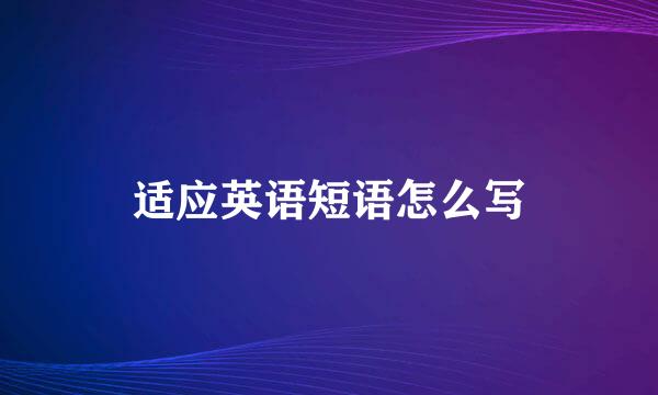 适应英语短语怎么写