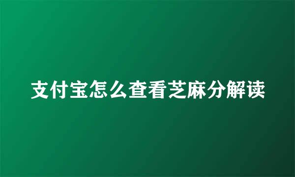 支付宝怎么查看芝麻分解读