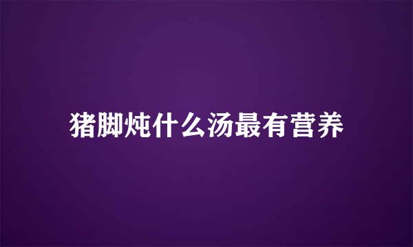 猪脚炖什么汤最有营养