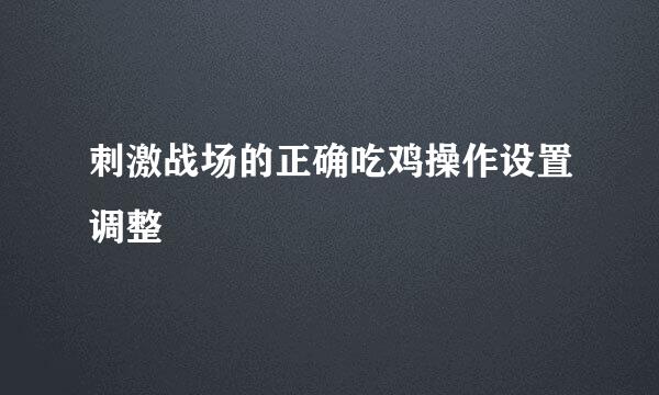 刺激战场的正确吃鸡操作设置调整