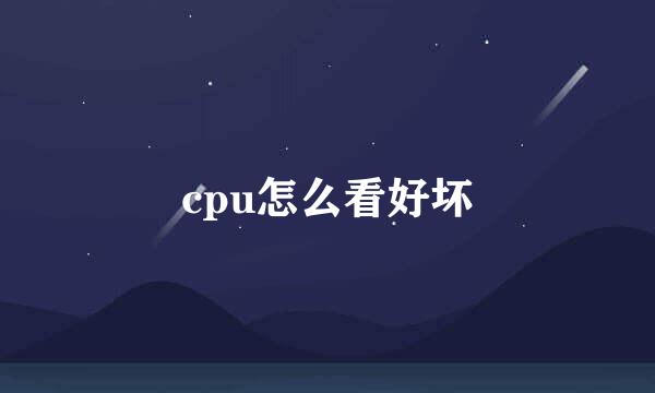 cpu怎么看好坏