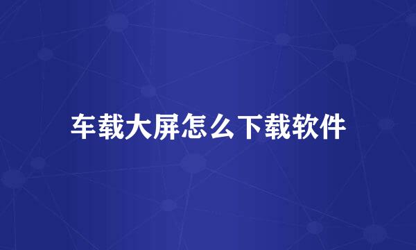 车载大屏怎么下载软件