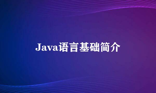 Java语言基础简介