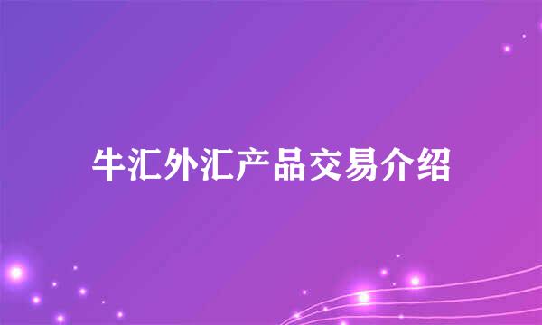 牛汇外汇产品交易介绍