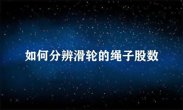 如何分辨滑轮的绳子股数