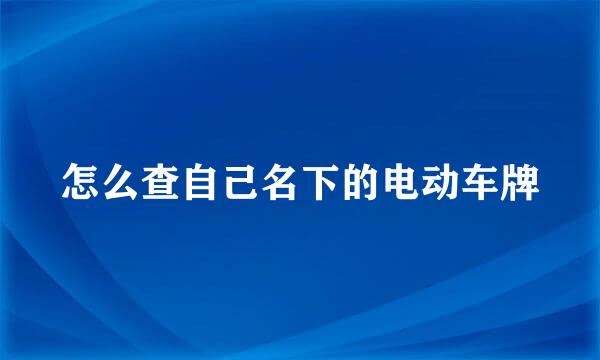 怎么查自己名下的电动车牌