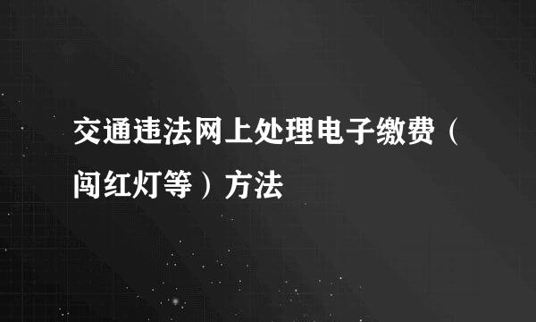 交通违法网上处理电子缴费（闯红灯等）方法