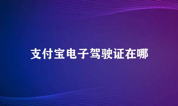 支付宝电子驾驶证在哪