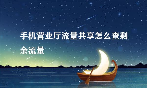 手机营业厅流量共享怎么查剩余流量