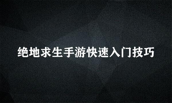 绝地求生手游快速入门技巧