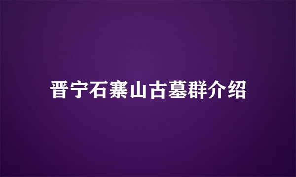 晋宁石寨山古墓群介绍