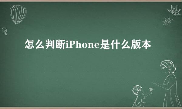 怎么判断iPhone是什么版本