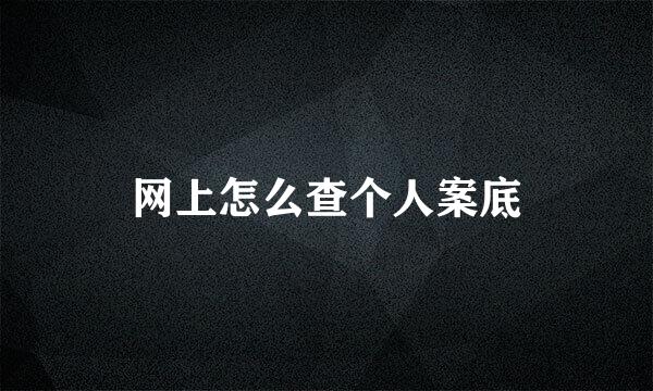 网上怎么查个人案底