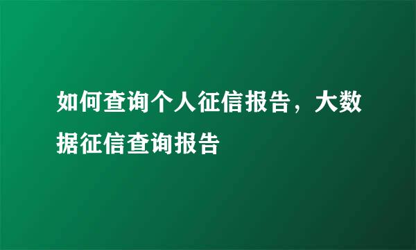 如何查询个人征信报告，大数据征信查询报告