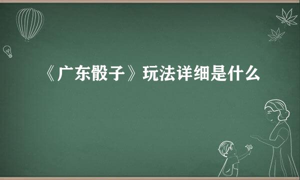 《广东骰子》玩法详细是什么