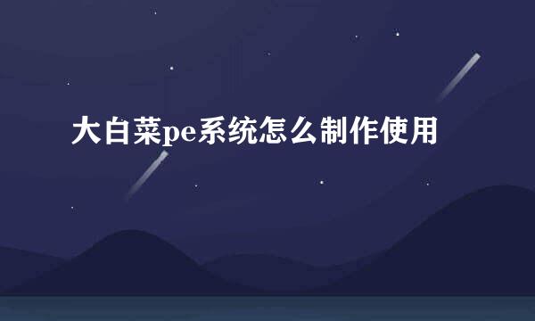大白菜pe系统怎么制作使用