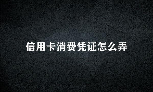 信用卡消费凭证怎么弄