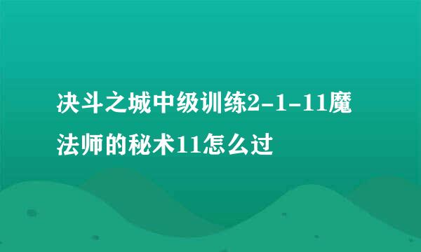 决斗之城中级训练2-1-11魔法师的秘术11怎么过