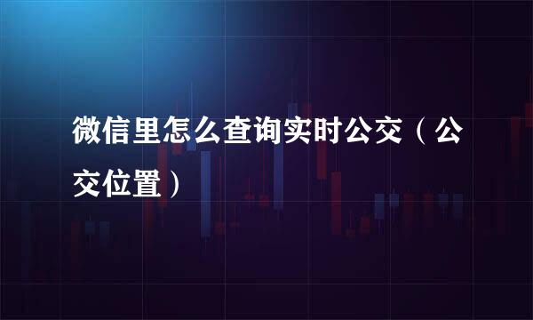 微信里怎么查询实时公交（公交位置）